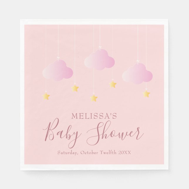 Twinkle Twinkle Little Star Baby Shower Girl Pink Napkins (Front)