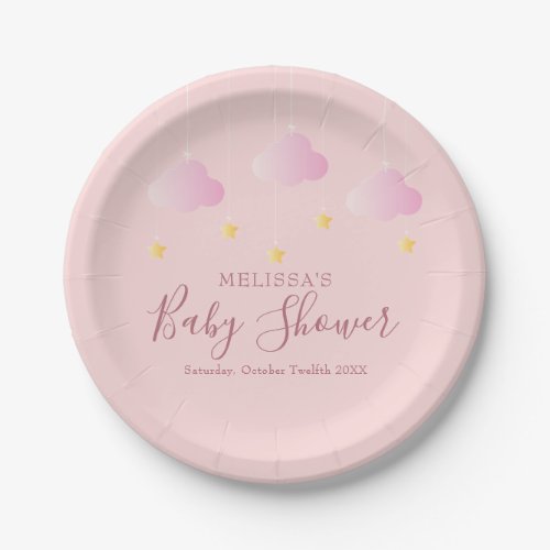 Twinkle Twinkle Little Star Baby Shower Girl Pink Paper Plates