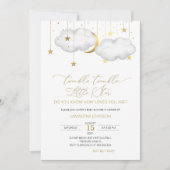 Twinkle Twinkle Little Star Baby Shower, Gray Gold Invitation (Front)