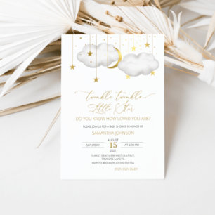 Twinkle Twinkle Little Star Baby Shower, Gray Gold Invitation