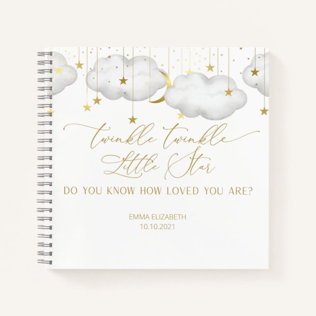 Twinkle Twinkle Little Star Baby Shower Guest Book (Front)