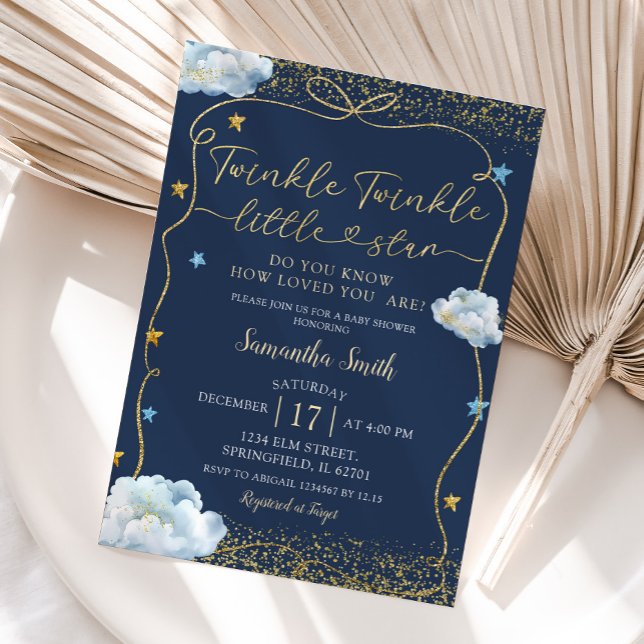 Twinkle Twinkle Little Star Baby Shower Handdrawn Invitation (Creator Uploaded)