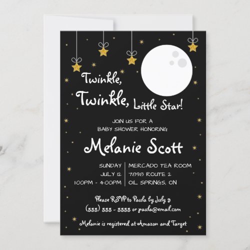 Twinkle Twinkle Little Star  Baby Shower Invita Invitation