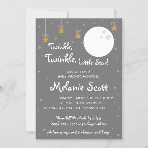 Twinkle Twinkle Little Star  Baby Shower Invita Invitation