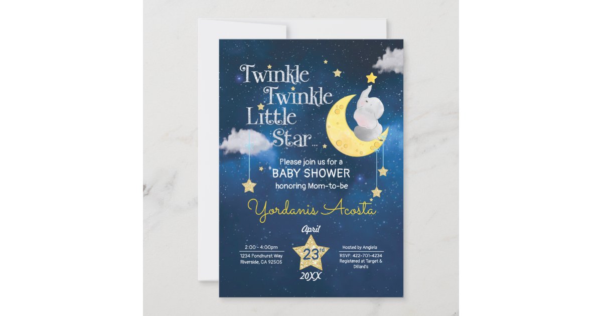 Twinkle Twinkle Little star baby shower invitation | Zazzle