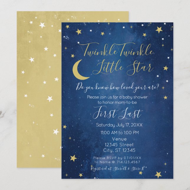 Twinkle Twinkle Little Star Baby Shower Invitation (Front/Back)