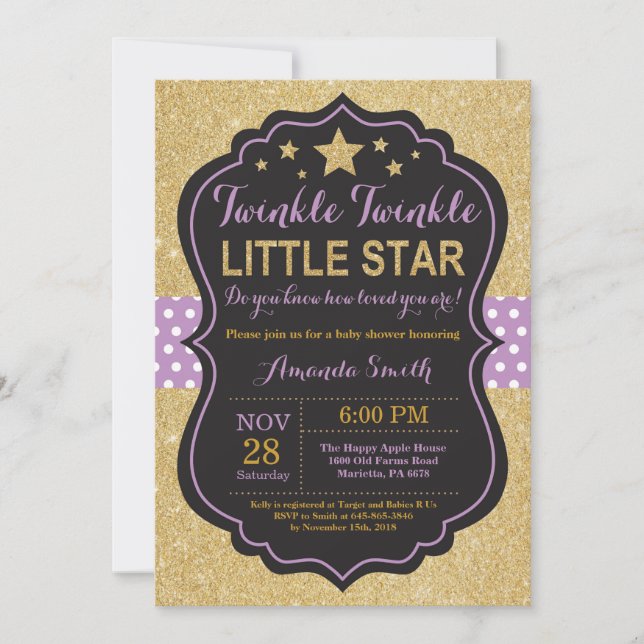 Twinkle Twinkle Little Star Baby Shower Invitation (Front)
