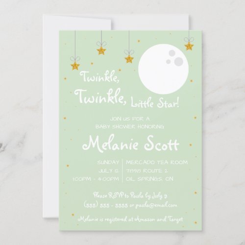 Twinkle Twinkle Little Star  Baby Shower Invitation