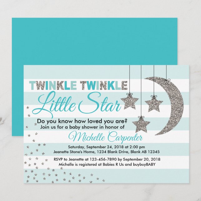 twinkle twinkle little star baby shower invitation (Front/Back)