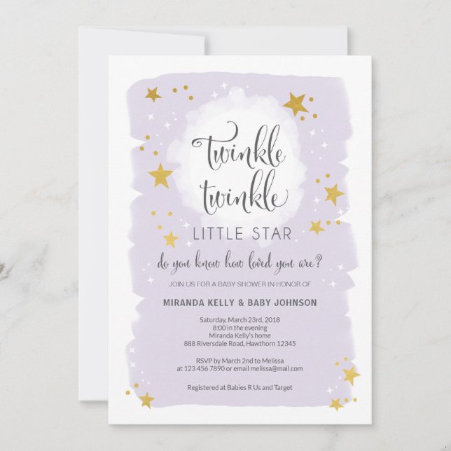 Twinkle Twinkle Little Star Baby Shower Invitation (Front)