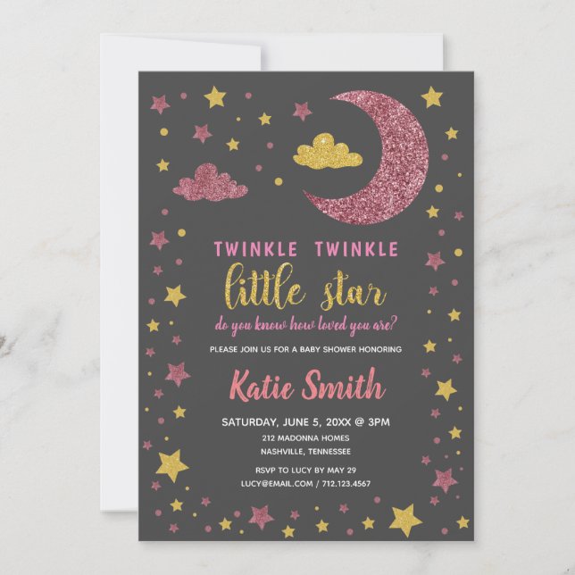 Twinkle Twinkle Little Star Baby Shower Invitation (Front)