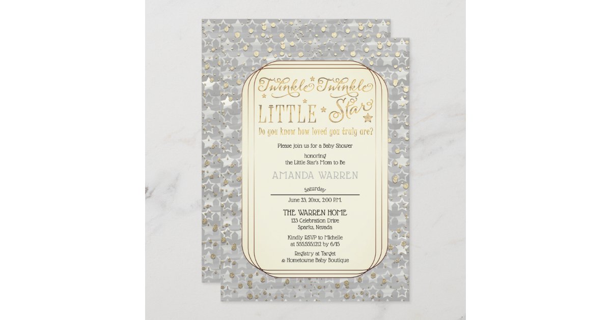 Twinkle Twinkle Little Star Baby Shower Invitation | Zazzle