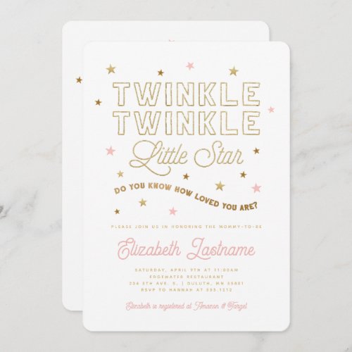 Twinkle Twinkle Little Star Baby Shower Invitation