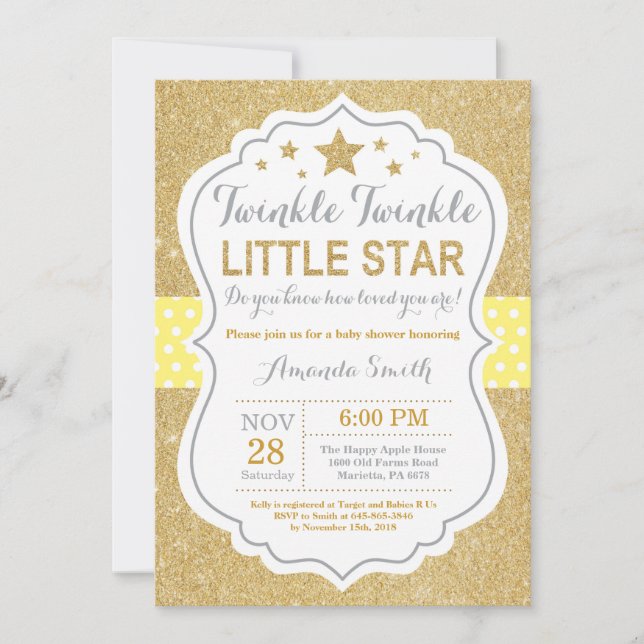 Twinkle Twinkle Little Star Baby Shower Invitation (Front)