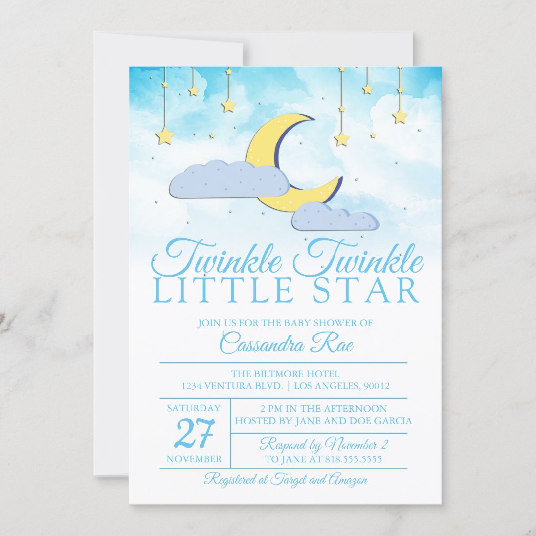 TWINKLE TWINKLE LITTLE STAR - BABY SHOWER INVITATION | Zazzle