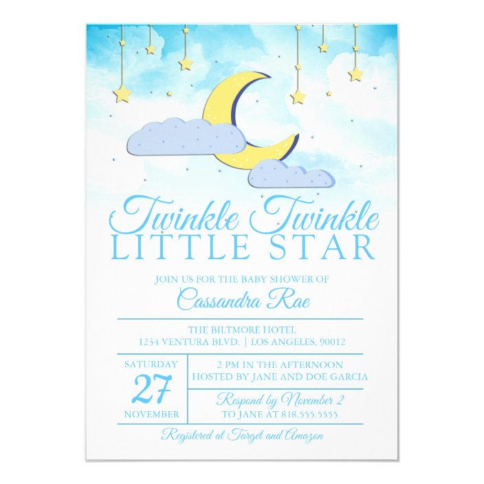 twinkle twinkle little star - baby shower invitation  zazzle