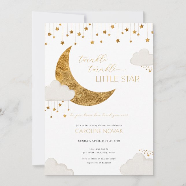 Twinkle Twinkle Little Star Baby Shower Invitation (Front)