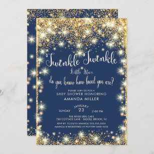 Printable Twinkle Twinkle Little Star invitation Twinkle twinkle baby shower Birthday invitation Customizable Pink and gold