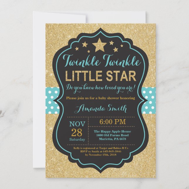 Twinkle Twinkle Little Star Baby Shower Invitation (Front)