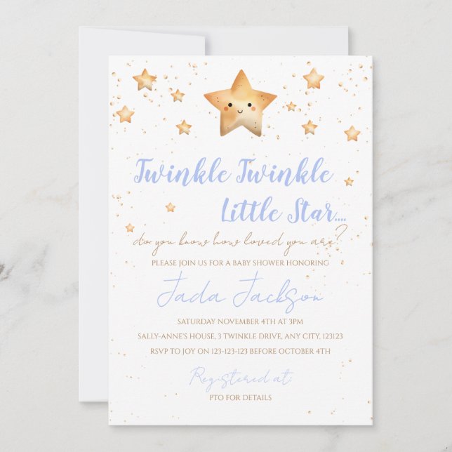 Twinkle Twinkle Little Star Baby Shower Invitation (Front)