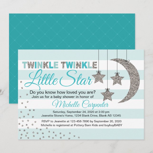 twinkle twinkle little star baby shower invitation (Front/Back)