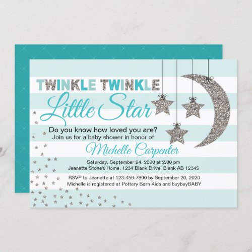 twinkle twinkle little star baby shower invitation