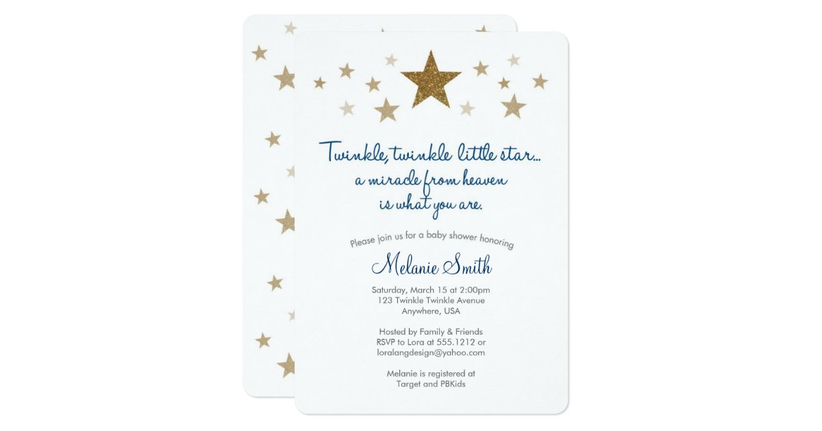 Twinkle Twinkle Little Star Baby Shower Invitation | Zazzle