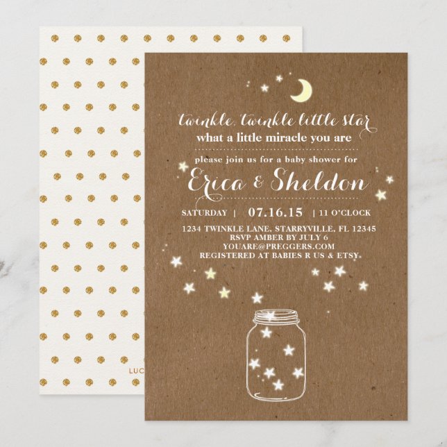 Twinkle Twinkle Little Star Baby Shower Invitation (Front/Back)