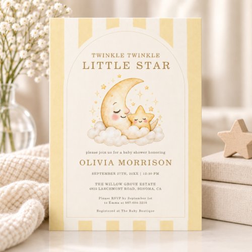Twinkle Little Star Neutral Elegant baby shower invitation