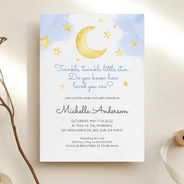 Twinkle Twinkle Little Star Baby Shower Invitation | Zazzle