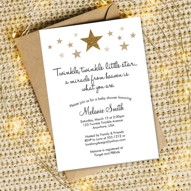 Twinkle Twinkle Little Star Baby Shower Invitation (Creator Uploaded)