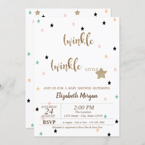 Twinkle Twinkle Little Star  Baby Shower Invitation