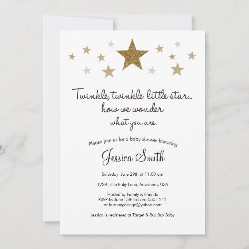 Twinkle Twinkle Little Star Baby Shower Invitation