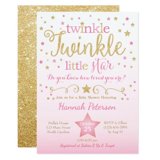 Twinkle Twinkle Little Star Girl Baby Shower Invitations 6