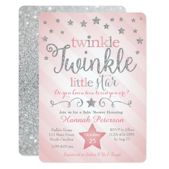 Twinkle Twinkle Little Star Girl Baby Shower Invitations 8