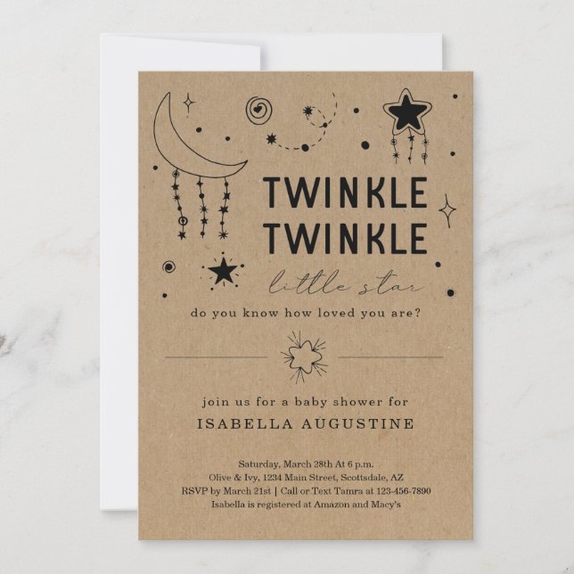 Twinkle Twinkle Little Star Baby Shower Invitation (Front)