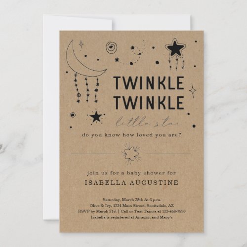 Twinkle Twinkle Little Star Baby Shower Invitation