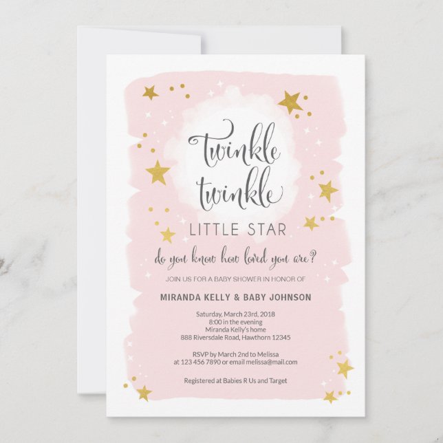 Twinkle Twinkle Little Star Baby Shower Invitation (Front)