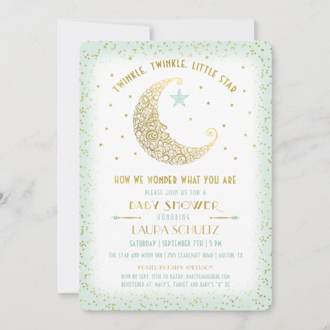 Twinkle Twinkle Little Star Baby Shower Invitation (Front)