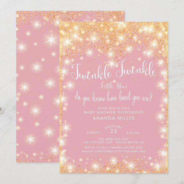Twinkle Twinkle Little Star Baby Shower Invitation (Front/Back)
