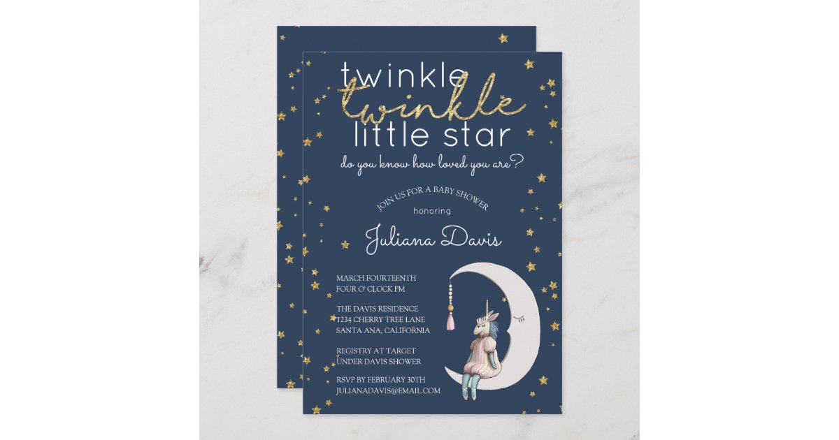 Twinkle Twinkle Little Star Baby Shower Invitation 