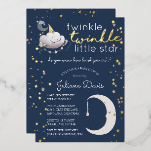 Twinkle Twinkle Little Star Baby Shower Invitation Foil Invitation
