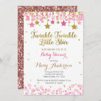 Twinkle Twinkle Little Star Baby Shower Invite Gir