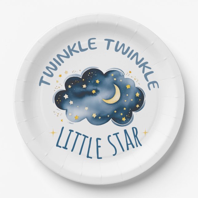 Twinkle Twinkle Little Star Baby Shower Paper Plates (Front)