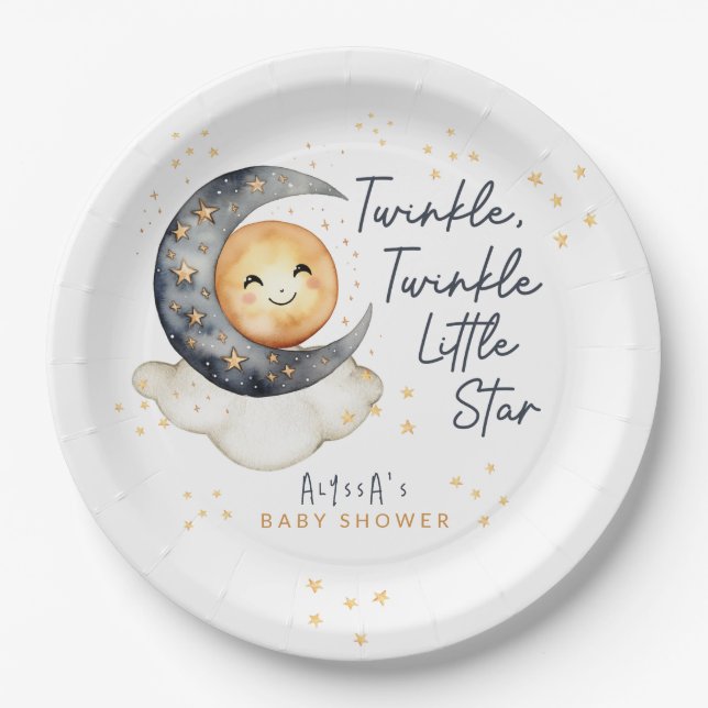 Twinkle Twinkle Little Star Baby Shower Paper Plates (Front)