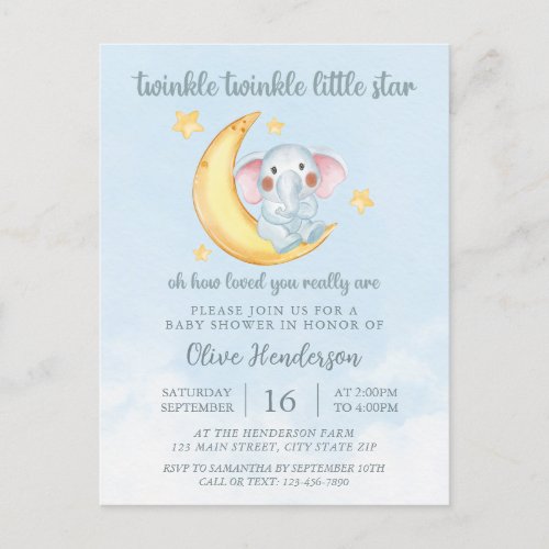 Twinkle twinkle little star baby shower postcard