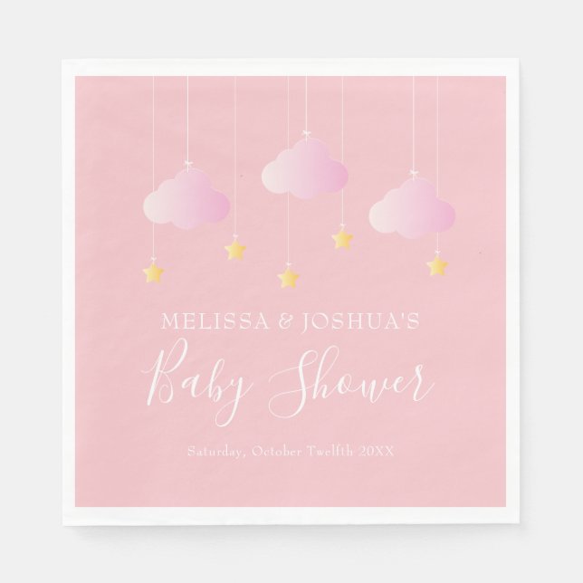 Twinkle twinkle little star baby shower soft pink napkins (Front)