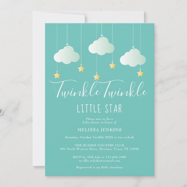 Twinkle Twinkle Little Star Baby Shower / Sprinkle Invitation (Front)