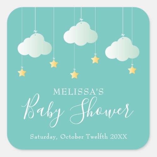 Twinkle twinkle little star baby shower square sticker