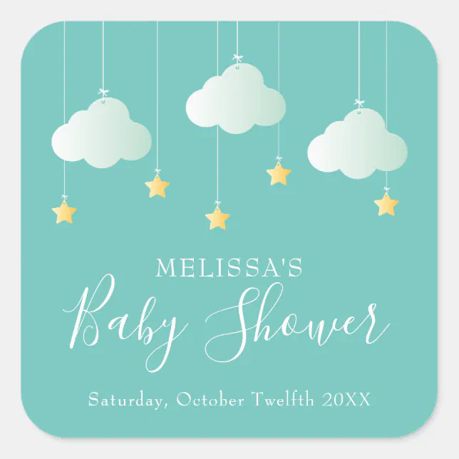 Twinkle twinkle little star baby shower square sticker | Zazzle